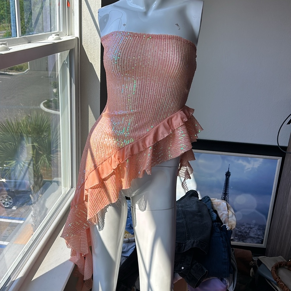 FREE PEOPLE TAYLOR SEQUIN SHIRT TOP BLOUSE SIZE L NWOT